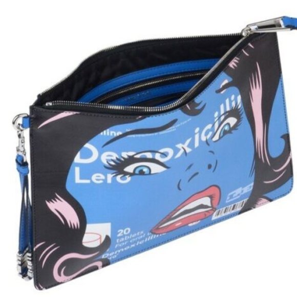 AW18 EYES LEATHER CLUTCH HANDBAG #MOSCHINOEYES - Picture 5 of 12